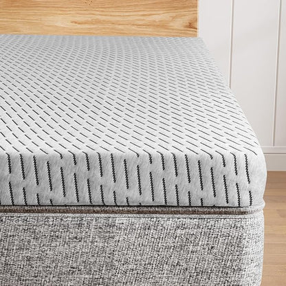 Bamboo Mattress Topper Twin Size 2 Inch, Cooling Gel & Bamboo Charcoal Memory Foam Mattress Topper for Back Pain Relief, Firm Dual-Layer Foam Bed Pad with Removable Cover College Dorm