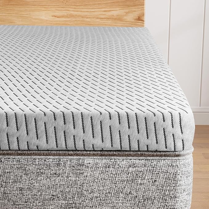 Bamboo Mattress Topper Twin XL Size 4 Inch, Cooling Gel & Bamboo Charcoal Memory Foam Mattress Topper for Back Pain Relief, Firm Dual-Layer Foam Bed Pad with Removable Cover College Dorm