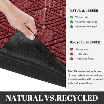 Yimobra Outdoor Mats for Front Door 29.5x17, All-Weather Waterproof Non-Slip Outdoor Door Mat Outside Eentrance, Garage/Patio Entryway Indoor Doormat, Easy Clean, Black Red