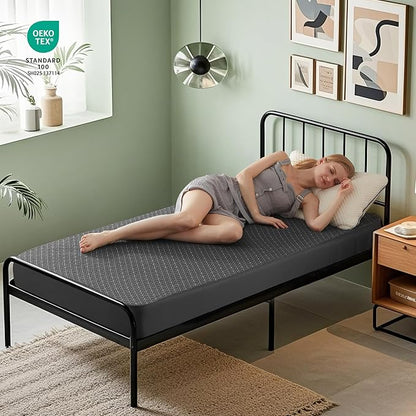 BEDLORE Waterproof Twin XL Mattress Protector, Noiseless Mattress Cover with Stretchable Pockets for 6-15 inches Mattress,Soft Breathable Mattress Pad College Dorm Size for Back to School (Dark Gray)
