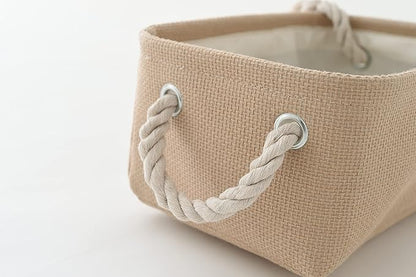 Organization and Storage Basket for Gifts Empty - 12x8x5.2 inch Small 6 Pack Collapsible Storage Box for Organizing, Fabric Storage Cubes for Cloth Books Laundry Canvas(Beige)
