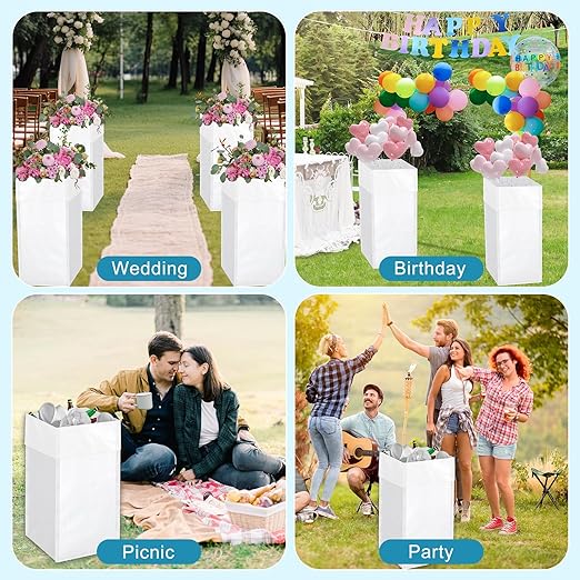 Rainmae 4PCS XL Size Disposable Trash Cans with Waterproof Lining for Parties, 30 Gallon Reusable Sturdy Garbage Bins for Birthdays and Weddings, Trash Can Bin for Garbage and Recycling