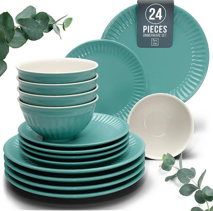 24 Piece Stoneware Dinnerware Set