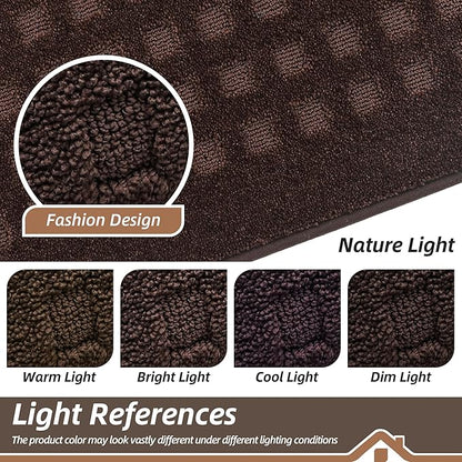 BEQHAUSE Waffle Door Mats Indoor 20"x32", Dog Mat for Muddy Paws Absorbent and Dirt Resist Floor Mats Non-Slip Washable Rugs for Entryway, Welcome Mat for Front Back Door, Muddy Wet Shoes, Dark Brown