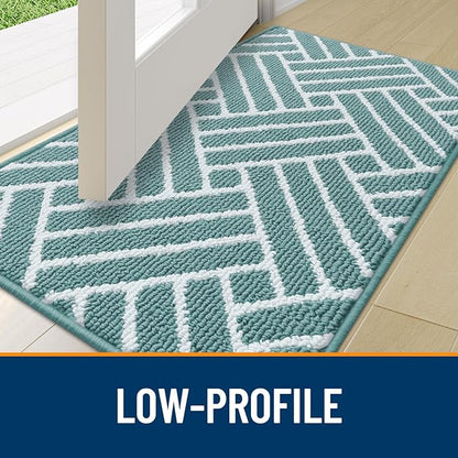 OLANLY Indoor Door Mat, 36x24 Inch, Dirt Resistant and Absorbent, Non-Slip Rubber Backing Floor Mats, Easy Clean Low-Profile Doormat for Entryway, Front Door, and Inside Entrance, Sage Green
