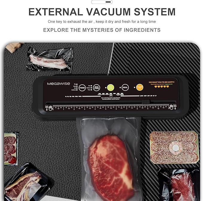 MegaWise Powerful and Compact Vacuum Sealer Machine One-Touch Automatic Food Sealer