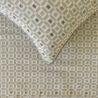The HomeCentric King/Queen/Twin Grey Decorative King 90"x18" Bed Runner with Pillow Cover, Checkered, Beaded, Hand Embroidery Bed Scarf on Velvet Fabric - The Brick Effect