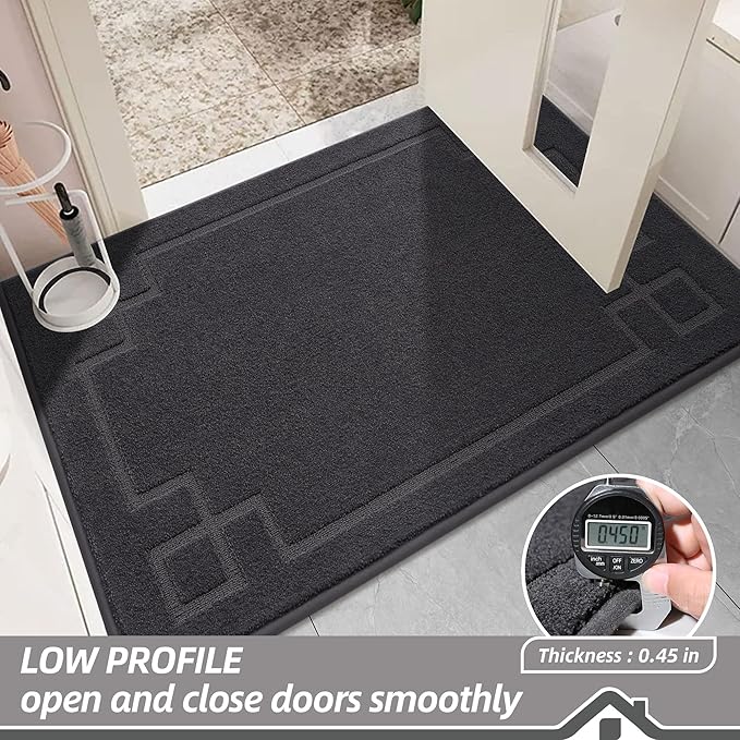 BEQHAUSE Door Mat 32" x 48", Non-Slip Door Mats Indoor Entryway Rugs Washable Low-Profile Absorbent and Stain Resist Floor Mats, Dog Door Mat for Front Back Door, Muddy Wet Shoes & Paws, Dark Grey
