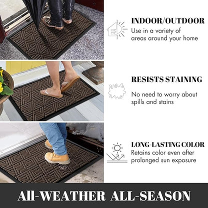 Yimobra Front Door Mat Outside Entrance 72 x 24, Waterproof and Washable Outdoor Mat, Non Slip Rubber Backing, Heavy Duty Welcome Matt for Home Entry Floor Porch Garage Office, Low Profile, Brown