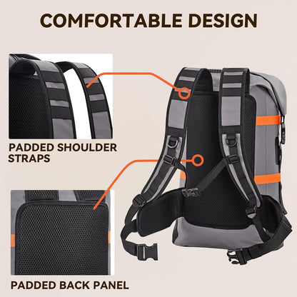 HEETA Dry Bags Waterproof Backpack 40L for Men & Women, Roll Top Heavy Duty Cushioned Hiking Backpack for Kayaking Boating Paddle Boarding Fishing Travel Camping Beach Vacation Cruise Ship Essentials