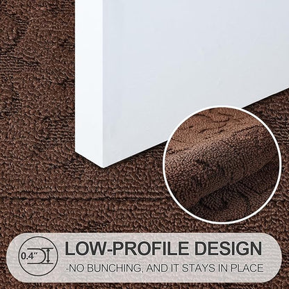 FONEYI Indoor Doormat, Front Back Door Mat 32"x40" Washable, Rubber Backing Non Slip Door Mats, Low-Profile Absorbent Entrance Doormats Inside Floor Mats for Entryway, Resist Dirt Entry Rugs, Coffee