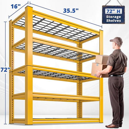 REIBII 72''H Garage Shelving 3010 LBS Storage Shelves Adjustable Metal Shelving 5 Tier Metal Shelves for Storage Industrial Shelf for Kitchen Pantry Warehouse Basement 72" HX35.5 WX16 D