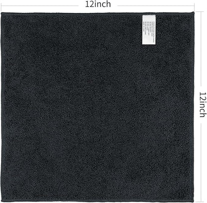 Orighty Microfiber Washcloths Bulk Towels Set 100 Pack, Highly Absorbent and Soft Feel Face Cloths, Multi-Purpose Wash Cloths & Hand Towels for Bathroom, Hotel, Spa, and Gym, 12x12 Inch, Black