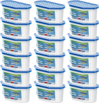 Moisture Absorbers, 18 Pack, Compact Dehumidifier for Closet, Efficient Humidity Absorber Boxes, Moisture Absorber for Closet, Odor Eliminator with Fragrance Free, Blue, 6.4oz, 300ml