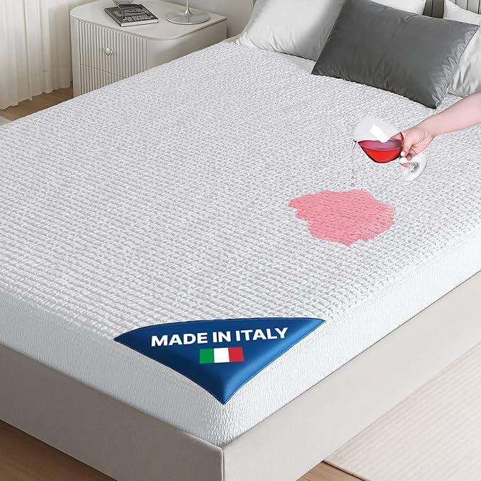 PAULATO BY GA.I.CO Queen Waterproof Mattress Protector – Mattress Cover for Queen Size Bed – Soft Noiseless Hypoallergenic Machine Washable – Waterproof Protector with Deep Elastic Skirt