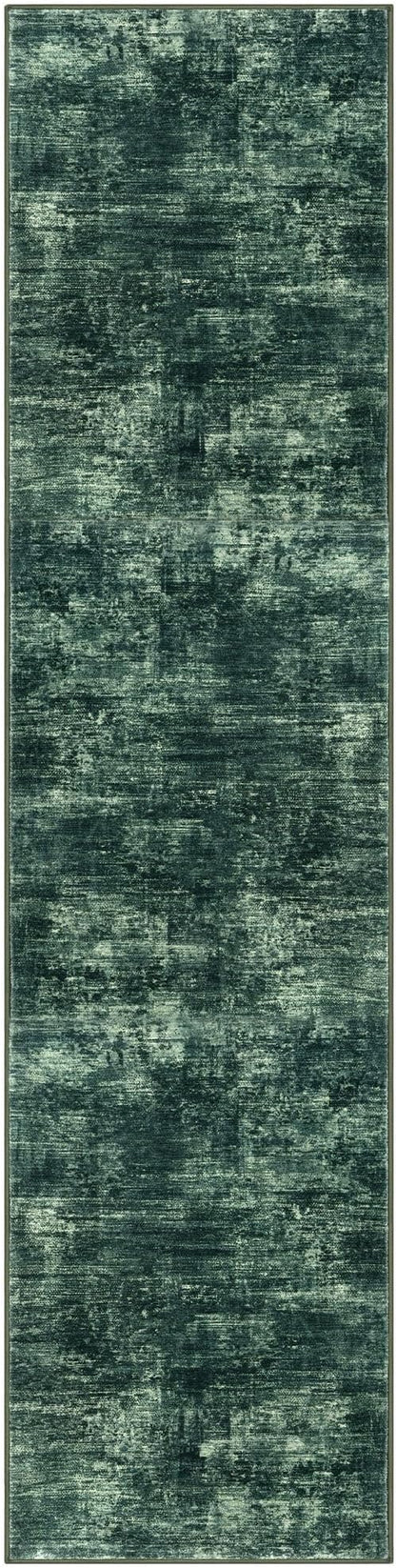 IOHOUZE Abstract Runner Rug 3x12 Ft Washable Runners for Hallways, Non Slip Kitchen Runner Printed Faux Wool Entryway Runner Indoor, Modern Abstract Floor Carpet for Hall Kitchen, Dark Green
