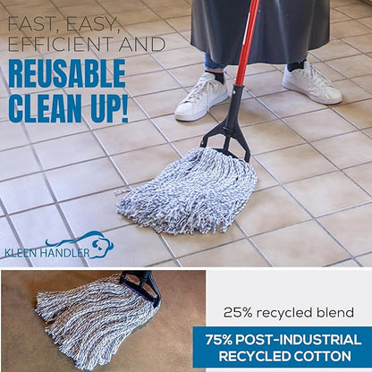 KLEEN HANDLER Cut End Finish Mop | 1.25" Universal Headband Maximum Absorption Finishing Mop, Pack of 6