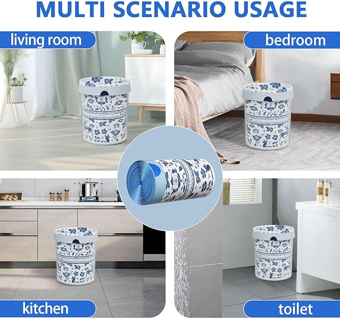VOK 8 Gallon Trash Bags Drawstring, Printed Medium Garbage Bags with Secure Tie, Leakproof & Thick Tear-Resistant Design for Kitchen/Bathroom, Decorative Odor-Control Trash Bags,116 Counts