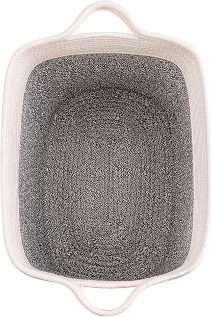Medium and Large Woven Basket//With Handle, Used for Toys and Fabric Storage Basket used for Storing xl Storage Box, Decorative Storage Box Room (14L*15.7H R Silver Gray, 14L*10W*15.7H)