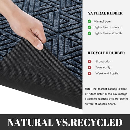 Yimobra Large Door Mat 36x24, All-Weather Waterproof Non-Slip Welcome Matt Outdoor, Heavy Duty Non Slip Doormat for Entryway for Patio and Garage Indoor, Easy Clean, Blue