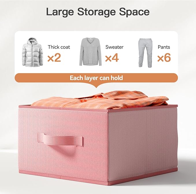 Pipishell Hanging Closet Organizer 6-Shelf, Hanging Shelves for Closet with 3 Removable Drawers & Side Pockets, Hanging Shelf Organizer for Bedroom or Garment Rack, 12'' x 12'' x 43.3'', Pink