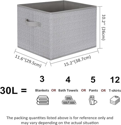 WUIKE Closet Storage Bins, Trapezoid Storage Boxes with Handles, Fabric Storage Baskets for Organizing Clothes, Sheets, Blankets, Decorative Storage Bins (Dark Gray, Extra Large)