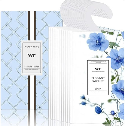 WEALD TRIBE 12 Packs Large-Bag Fresh Linen Scented Sachets for Closet and Drawer Deodorizer Home Fragrance | Air Freshener Long Lasting Large Sachets Bags Hanging