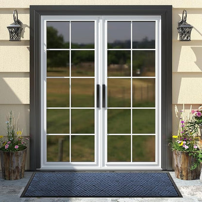 Yimobra Large Door Mat 47x24, All-Weather Waterproof Non-Slip Welcome Matt Outdoor, Heavy Duty Non Slip Doormat for Entryway for Patio and Garage Indoor, Easy Clean, Blue