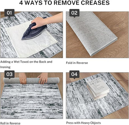 Modern Abstract Entryway Rug Indoor 2x3 Washable Rug Non-Slip Soft Small Area Rug Black Grey White Kitchen Mats Thin Print Faux Wool Floor Carpet Throw Rugs for Entrance Bedroom Home Decor