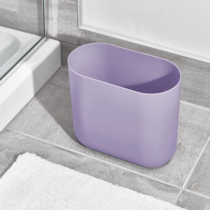 iDesign Small Oval Plastic Trash Ideal for Bathroom, Bedroom, or Office-Wisteria Purple Waste Can