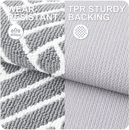 OLANLY Indoor Door Mat, 32x20 Inch, Dirt Resistant and Absorbent, Non-Slip Rubber Backing Floor Mats, Easy Clean Low-Profile Doormat for Entryway, Front Door, and Inside Entrance, Light Grey