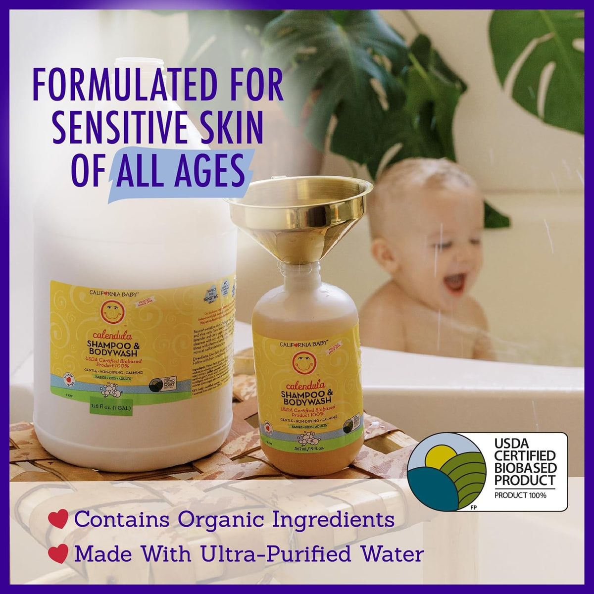 California Baby Calendula Shampoo and Body Wash - Allergy tested Baby Soap and Toddler Shampoo, for Dry, Sensitive Skin, 100% Plant-Based - USDA Certified, 251 mL / 8.5 fl. oz. (Pack of 1)