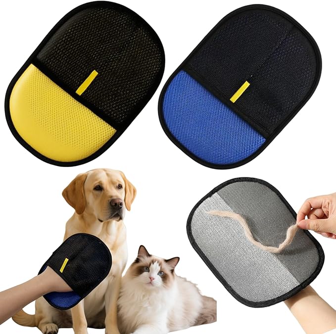 2Pcs Electrostatic Pet Hair Removal Gloves for Cats & Dogs,2025 New Upgraded Reusable Quick De-Shedding Grooming Gloves,Animal Fur Remover Tool for Couch,Carpet,Furniture, Car Seat,Clothing,Curtain