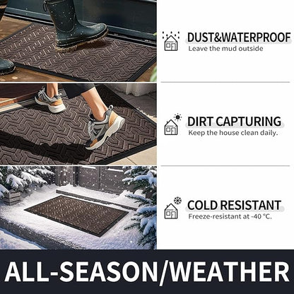 Yimobra Large Door Mat Outside Entrance 47x32, Waterproof Heavy Duty Outdoor Mats for Front Door, Non Slip Rubber Entry Mat for Garage Patio, Easy Clean, Brown