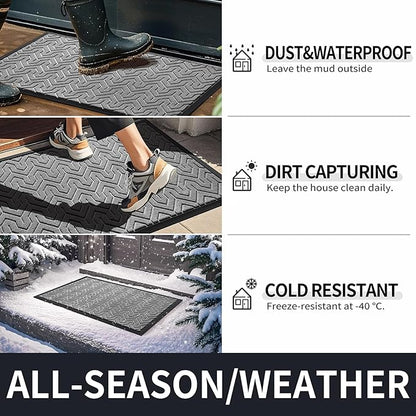 Yimobra Front Door Mat Outside Entrance 29.5x17, Waterproof Heavy Duty Outdoor Mats for Front Door, Non Slip Rubber Entry Mat for Garage Patio, Grey