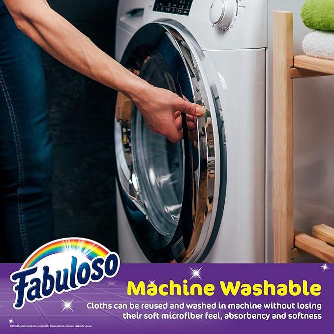Fabuloso Microfiber Cleaning Cloths, Rainbow - Lint-Free, Scratch-Free Cleaning Cloths for Surfaces and Wood Furniture - Dustless Cloth for Bold and Bright Cleaning Experience, 24 Count