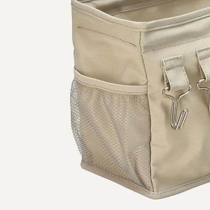 Amazon Basics Bedside Caddy Hanging Storage Organizer, 4.72 x 14.57 x 7.87 in, Linen, Dark Grey