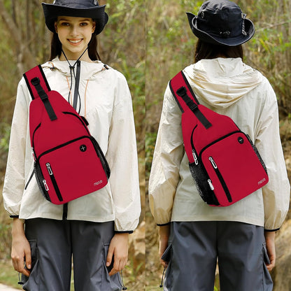 MOSISO Sling Backpack Bag, Crossbody Shoulder Bag Travel Hiking Daypack Chest Bag with Front Square Pocket&USB Charging Port