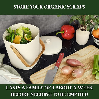 Bamboozle Countertop Compost Bin Kitchen | 1 Gallon | Odorless Composting Bin with Filters | Indoor Compost Bin with Lid | Plant Based Kitchen Composter for Food Scraps & Waste Recycling