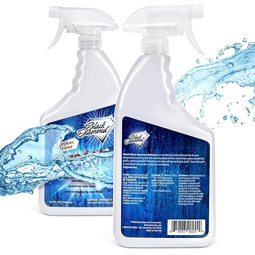 Black Diamond Stoneworks Shower Care Essentials –Natural Stone Shower Sealer, Glass Cleaner Spray & Soap Scum Remover – Professional Protection & Easy Cleaning for Bathrooms (3 Pack)