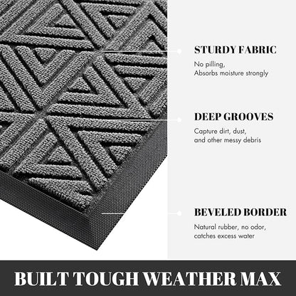 Yimobra Front Door Mat Outside Entrance 72 x 24, Waterproof and Washable Outdoor Mat, Non Slip Rubber Backing, Heavy Duty Welcome Matt for Home Entry Floor Porch Garage Office, Low Profile, Grey