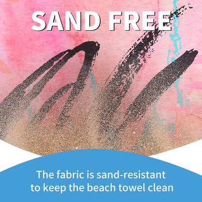 2 Pack Lightweight Thin Beach Towel Oversized 71"x32" Big Extra Large Microfiber Sand Free Towels for Adult Quick Dry Travel Camping Beach Accessories Vacation Essential Gift Black Mandala Pink Leaf