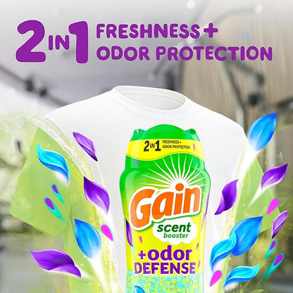 Gain Odor Defense In-wash Scent Booster, Super Fresh Blast scent, 21.1 OZ, 2 in 1 Freshness plus Odor Protection, laundry scent beads