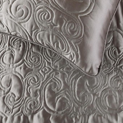 The HomeCentric Decorative Silver Queen 74 x 18 inch Bed Runner Without Pillow Cover, Satin Quilted Bed Scarf, Abstract Modern - Silver Soft