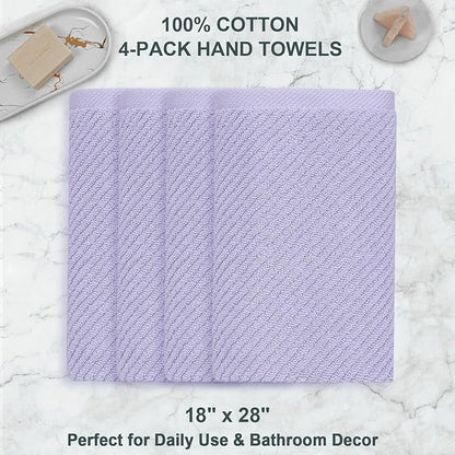VOOVA & MOVAS Purple Hand Towels, 4PC Large 18"x 28" - 100% Cotton | Lightweight | Thick | Quick Dry | Soft | Absorbent, Hand Towels for Bathroom, Bathroom Essentials, Lavender