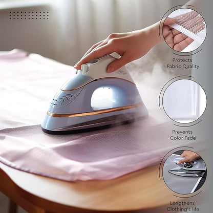 Encasa XO Ironing Board Cover and Pad 54"x15" - Free Silicone Iron Rest & Mesh Cloth - 4mm Felt, Large Iron Board Cover with Padding - Heat Resistant, Non Slip Drawstring Wildflowers