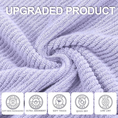 VOOVA & MOVAS Purple Hand Towels, 4PC Large 18"x 28" - 100% Cotton | Lightweight | Thick | Quick Dry | Soft | Absorbent, Hand Towels for Bathroom, Bathroom Essentials, Lavender