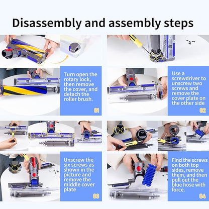 2 Pack Vacuum Lower Duct Hose Kit Compatible with Dyson V12 Soft Roller Cleaner Head,Vacuum Attachment Replacement Parts for Home Cleaning, 1 Set Screwdrivers, 1 Clean Brush