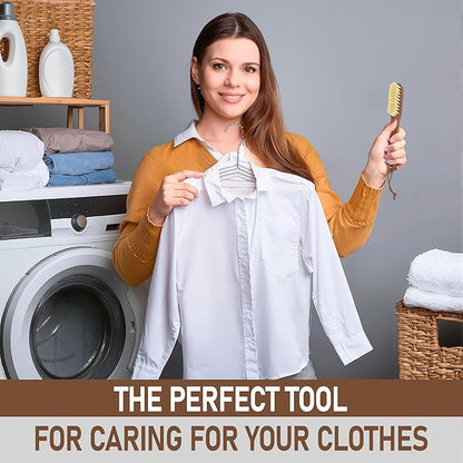 Takavu White Boar Bristle Laundry Stain Brush Set (2 Pack) - Small Spot Cleaner Scrubber for Clothes, Fabric Pre-Wash Treatment, Delicate Garment Care