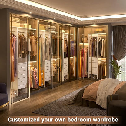 4FT Small Closet System with 3 Fabric Drawers, 48'' Closet Organizer System With 3 Adjustable Shelves, Flexible Built-In Clothes Garment Rack for Small Space, 48" L x 13" W x 71" H, White